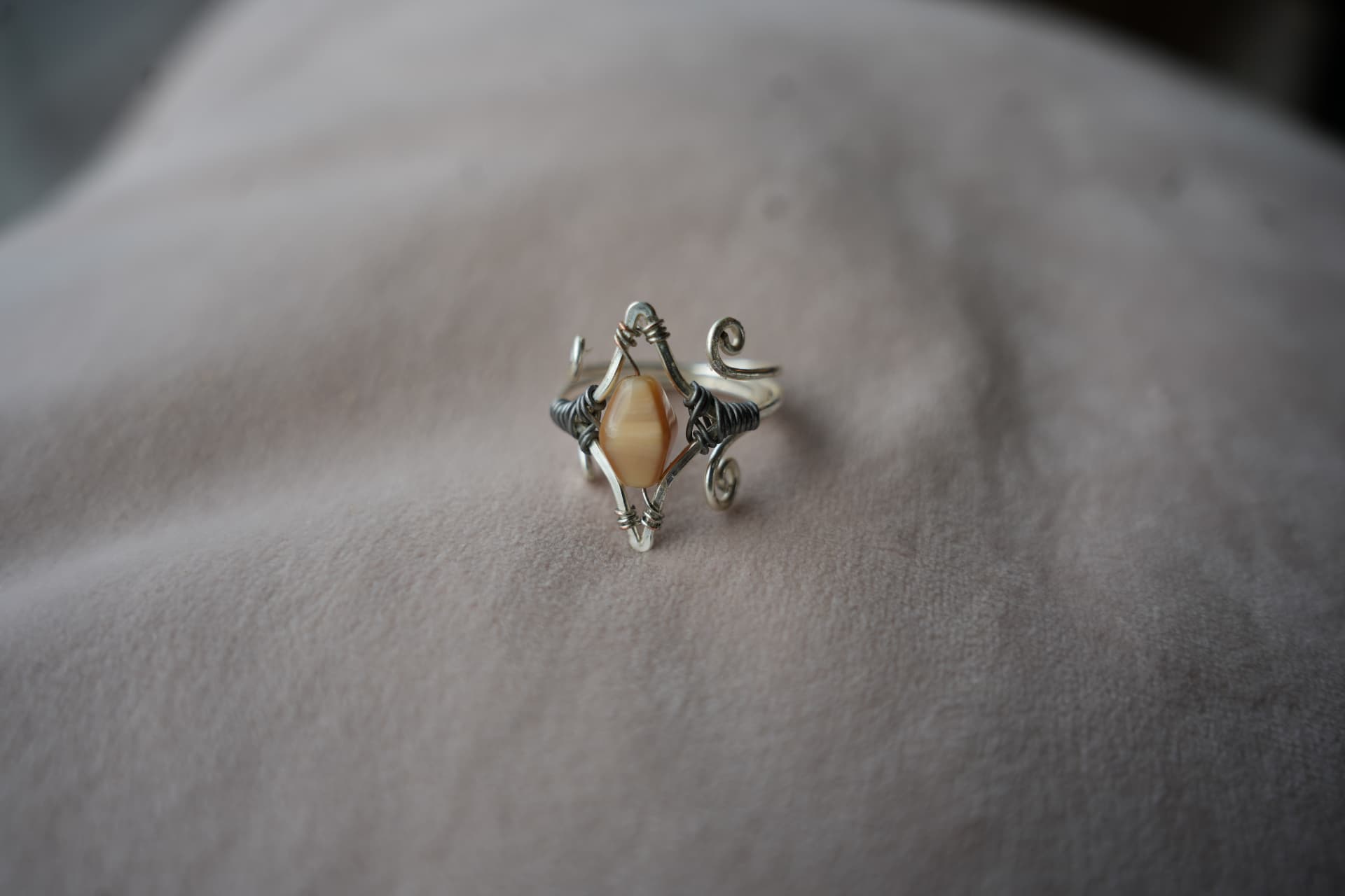Shell Bead Silver Ring