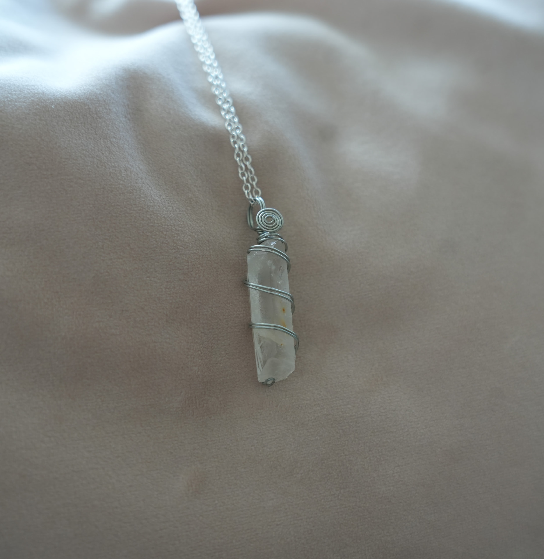 Clear Quartz Spiral Necklace