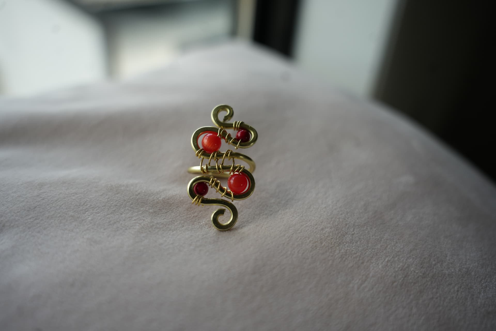 Brass Swirl Bead Ring