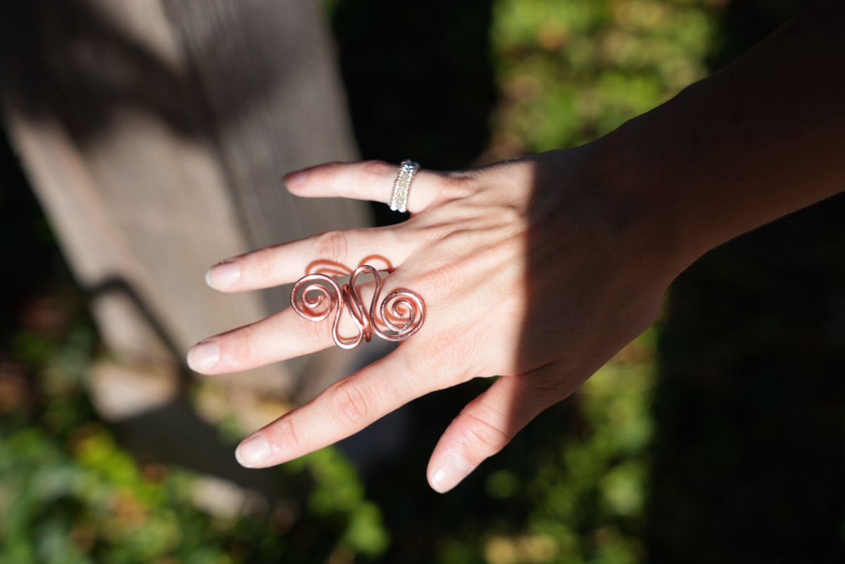 Copper Butterfly Scroll Ring