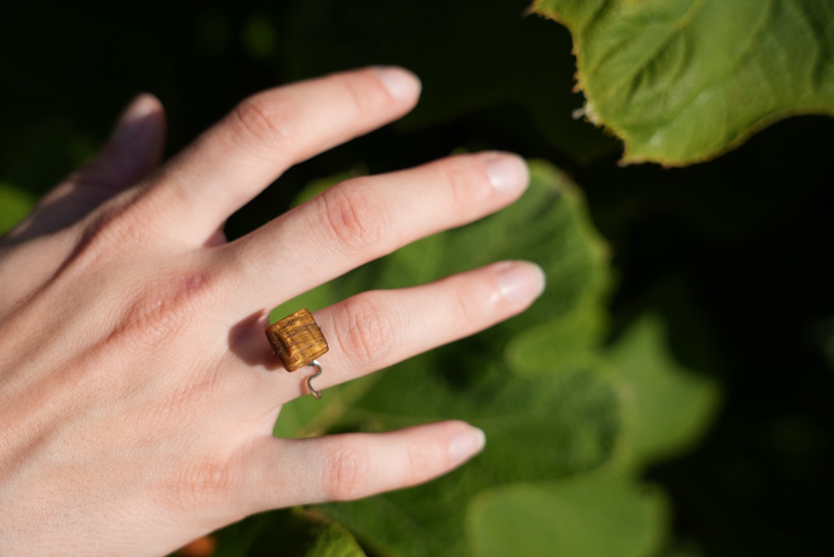 Golden Banded Cube Ring
